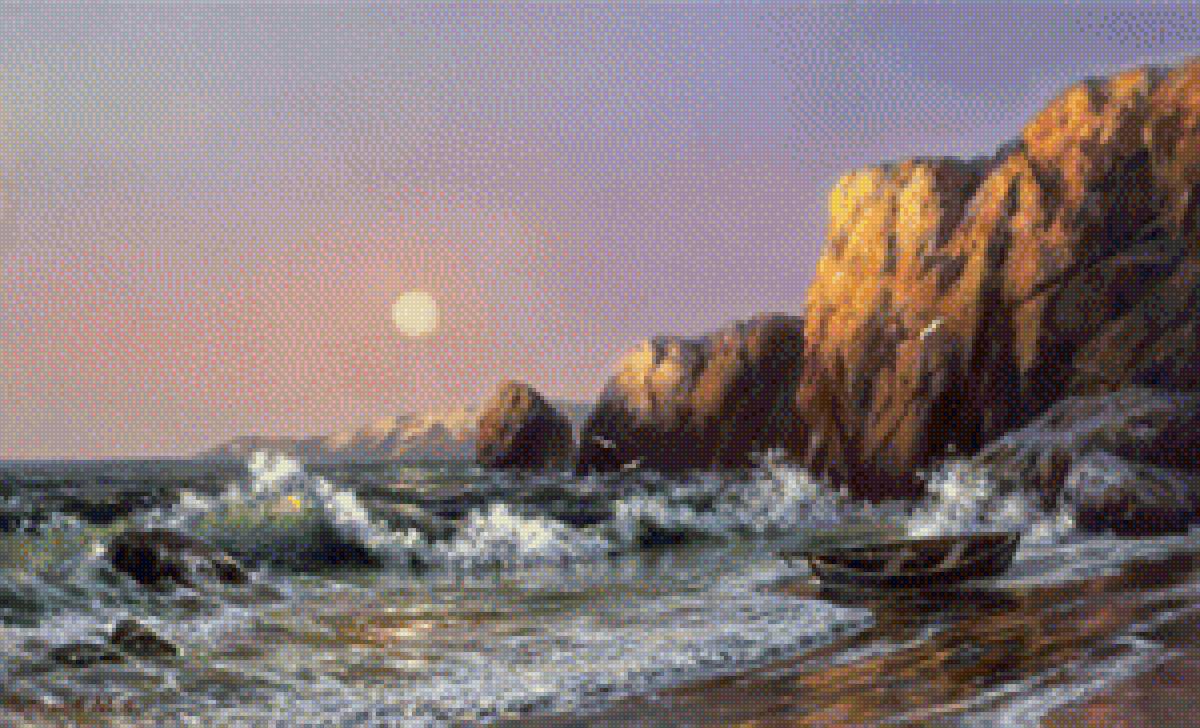 На закате - живопись, природа, картина - предпросмотр