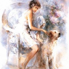 Схема вышивки «Девушка живопись»