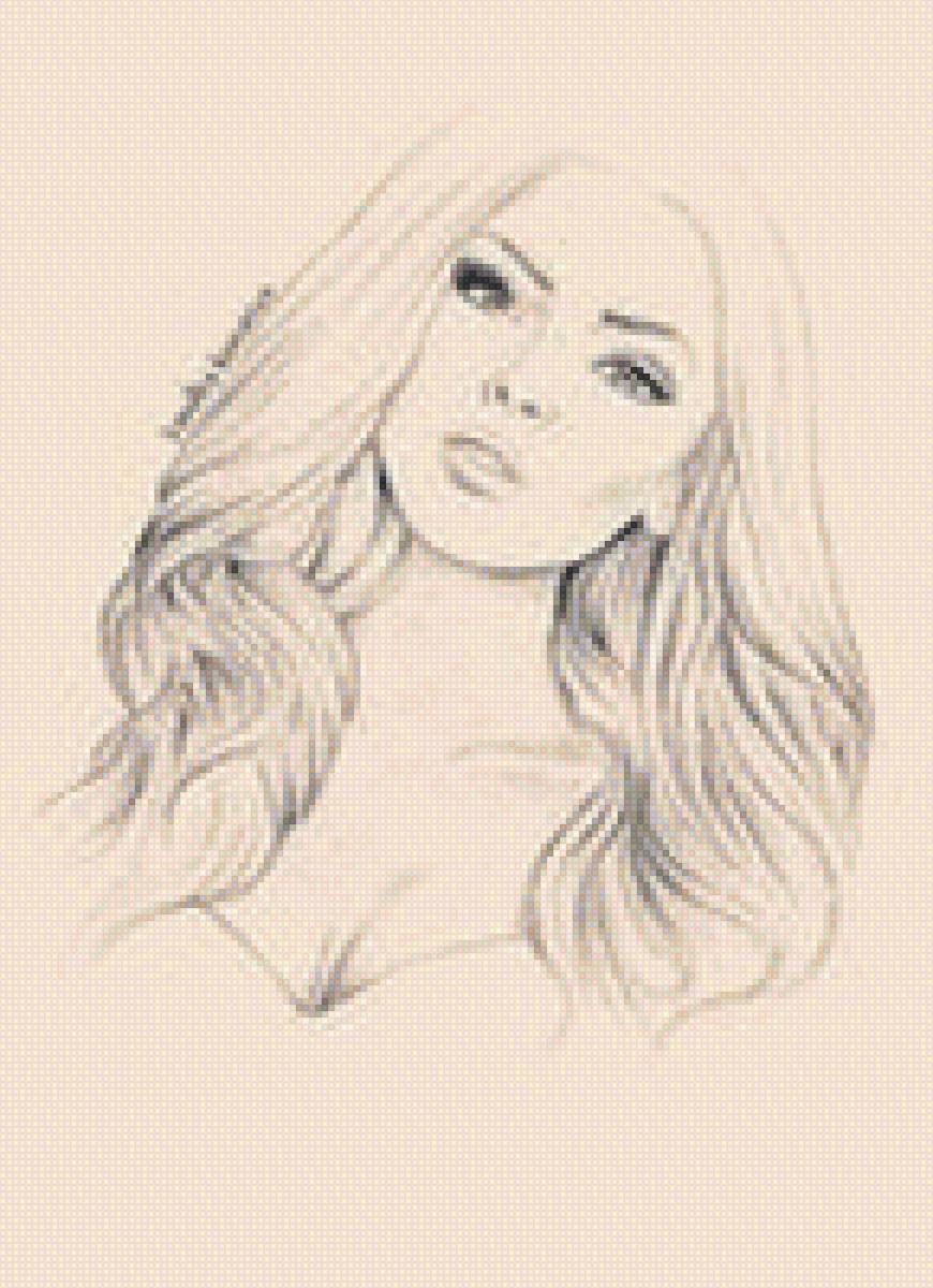 Девушка - черно-белое, девушка - предпросмотр