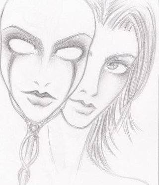 Двойная жизнь - девушка, маска, черно-белое - оригинал