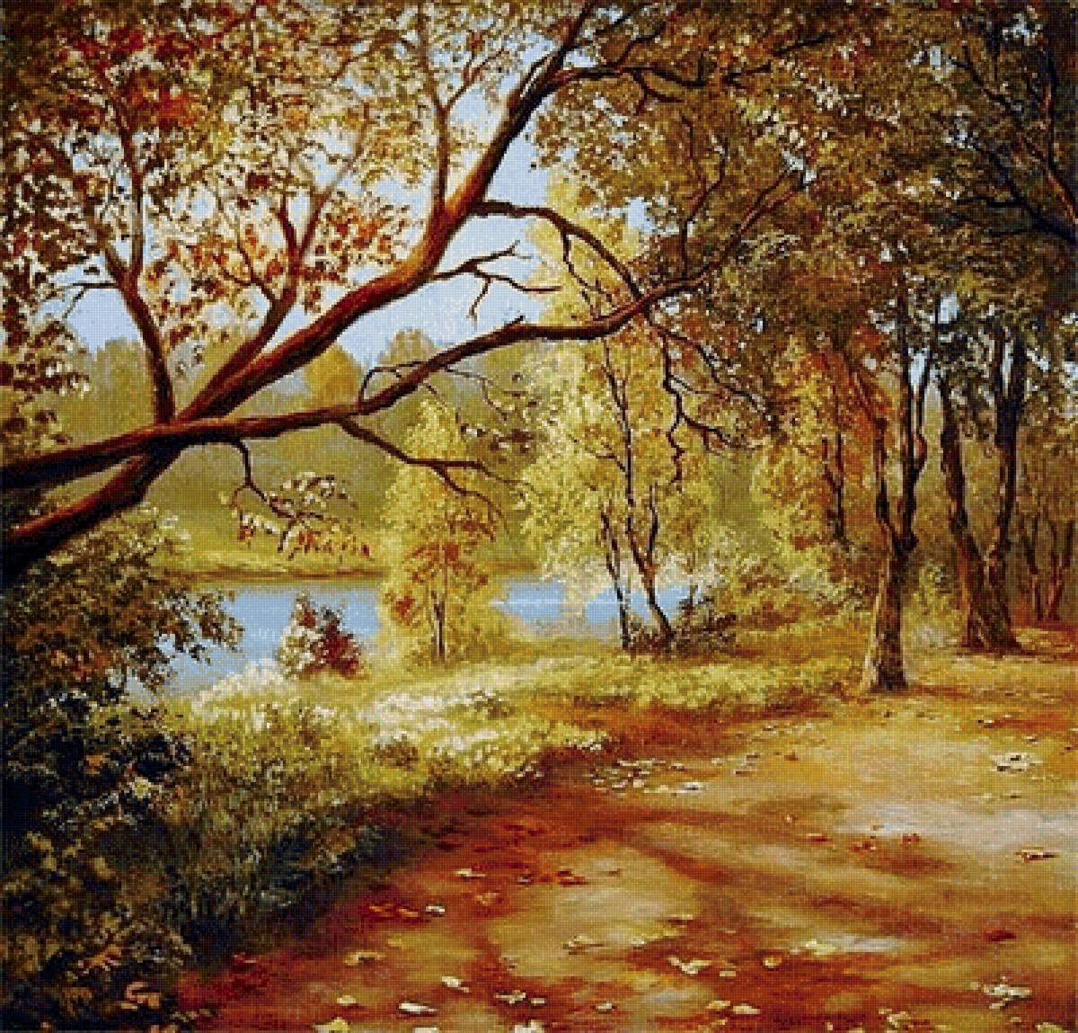 Осенний пейзаж - река, лес, пейзаж - предпросмотр