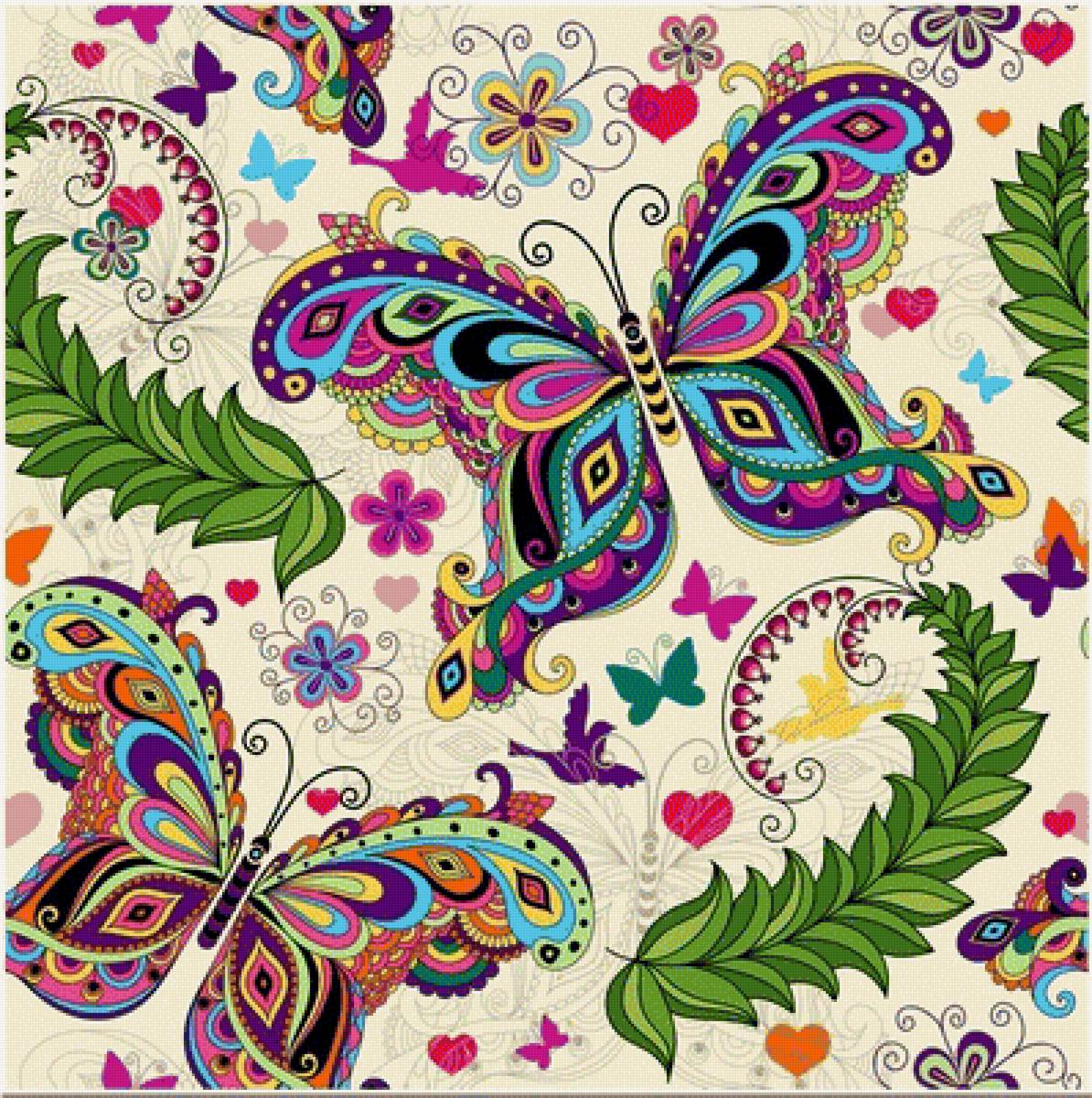 №1404158 - цветы, подушка, бабочки - предпросмотр