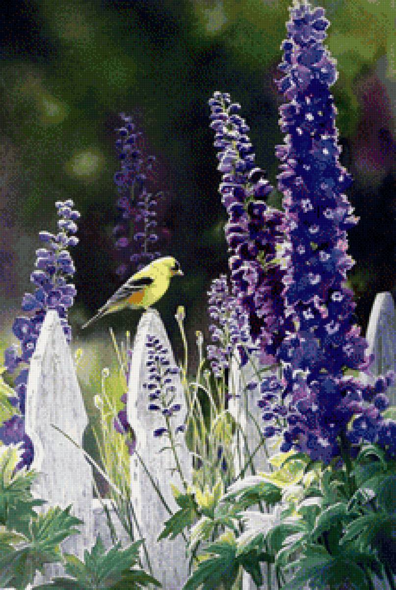 Серия "Птицы" - цветы, птицы - предпросмотр