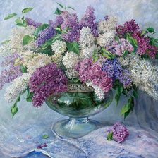 Схема вышивки «Сирень в стеклянной вазе»