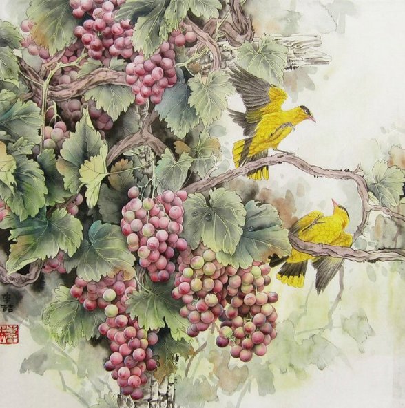 №1405308 - виноград, птицы - оригинал