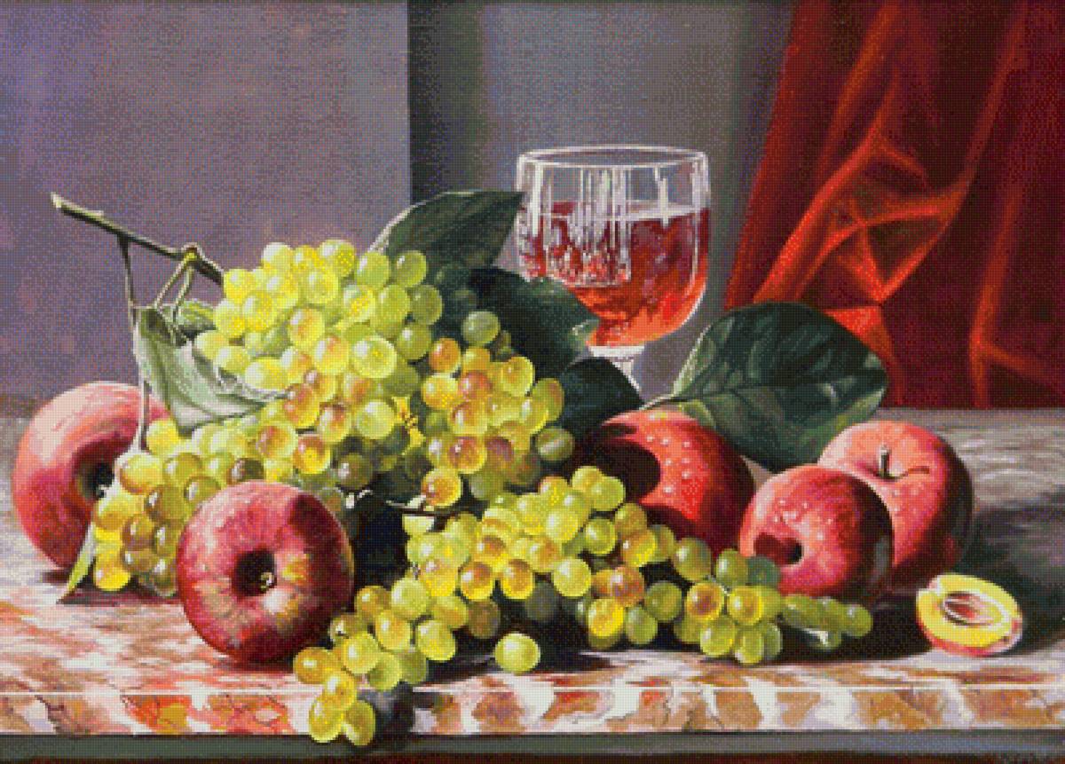 Натюрморт с фруктами - фрукты, натюрморт, виноград - предпросмотр