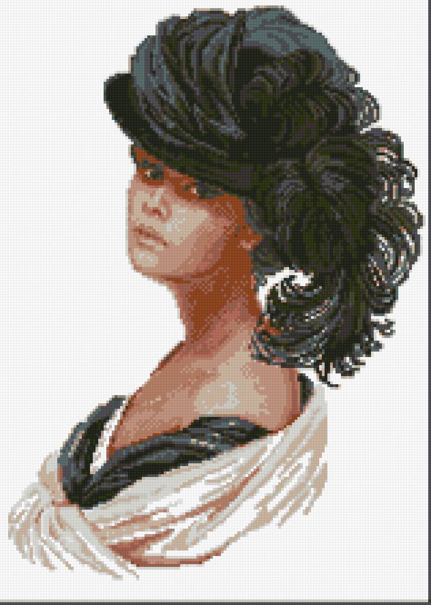 Бархатный вечер 2 - взгляд, шляпа, женщина - предпросмотр