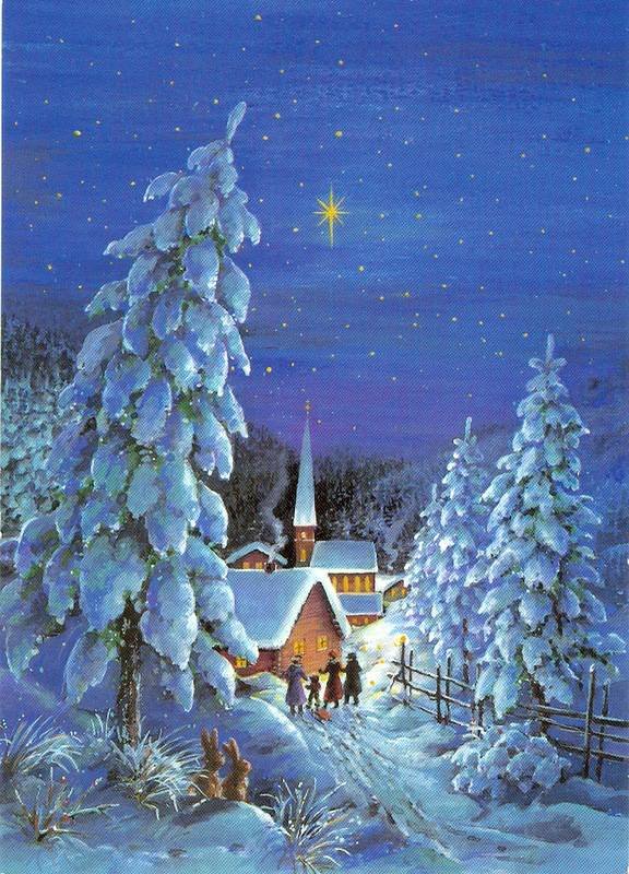 новогодняя сказка - пейзаж, деревня, зима - оригинал