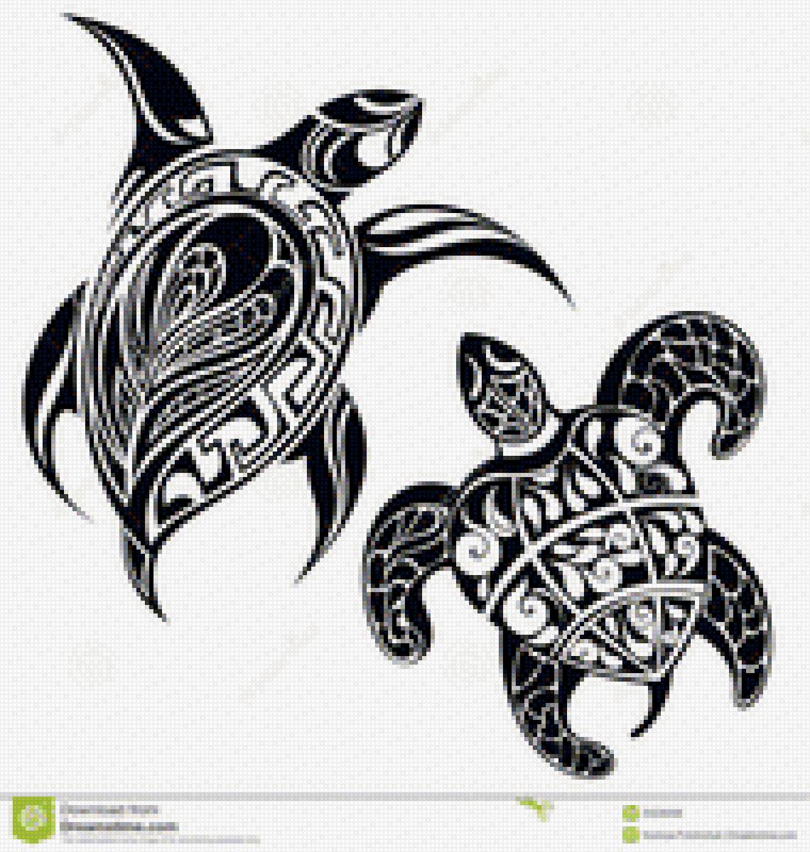 монохромные черепахи - черепаха, монохром, черный - предпросмотр