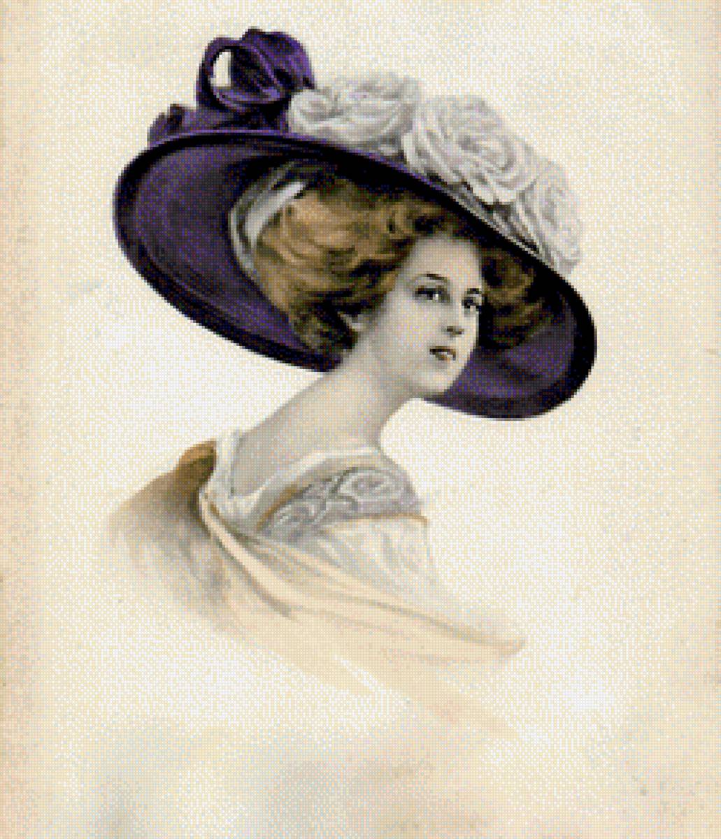 дама в шляпке - дама, портрет - предпросмотр