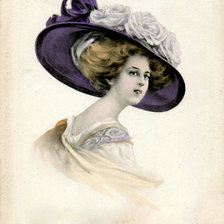 Оригинал схемы вышивки «дама в шляпке» (№1408584)