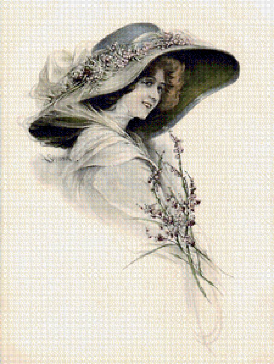 дама в шляпке - дама, портрет - предпросмотр