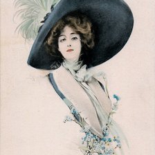 Оригинал схемы вышивки «дама в шляпке» (№1408595)