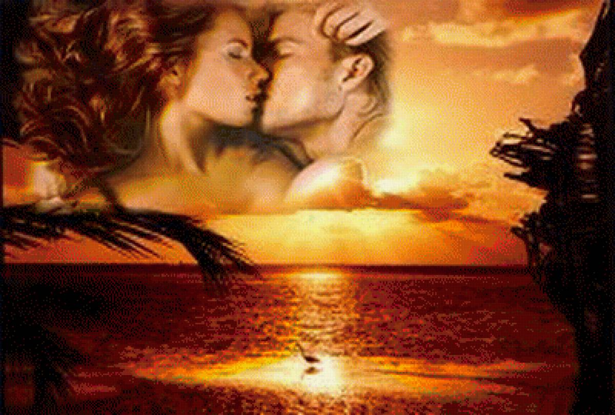 любовь на закате - вдвоем, закат, пляж, любовь - предпросмотр