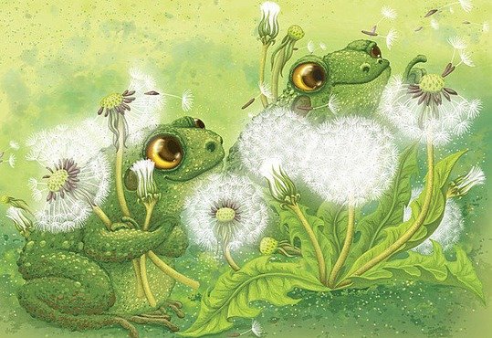 Лягушки в одуванчиках 3 - лягушки - оригинал