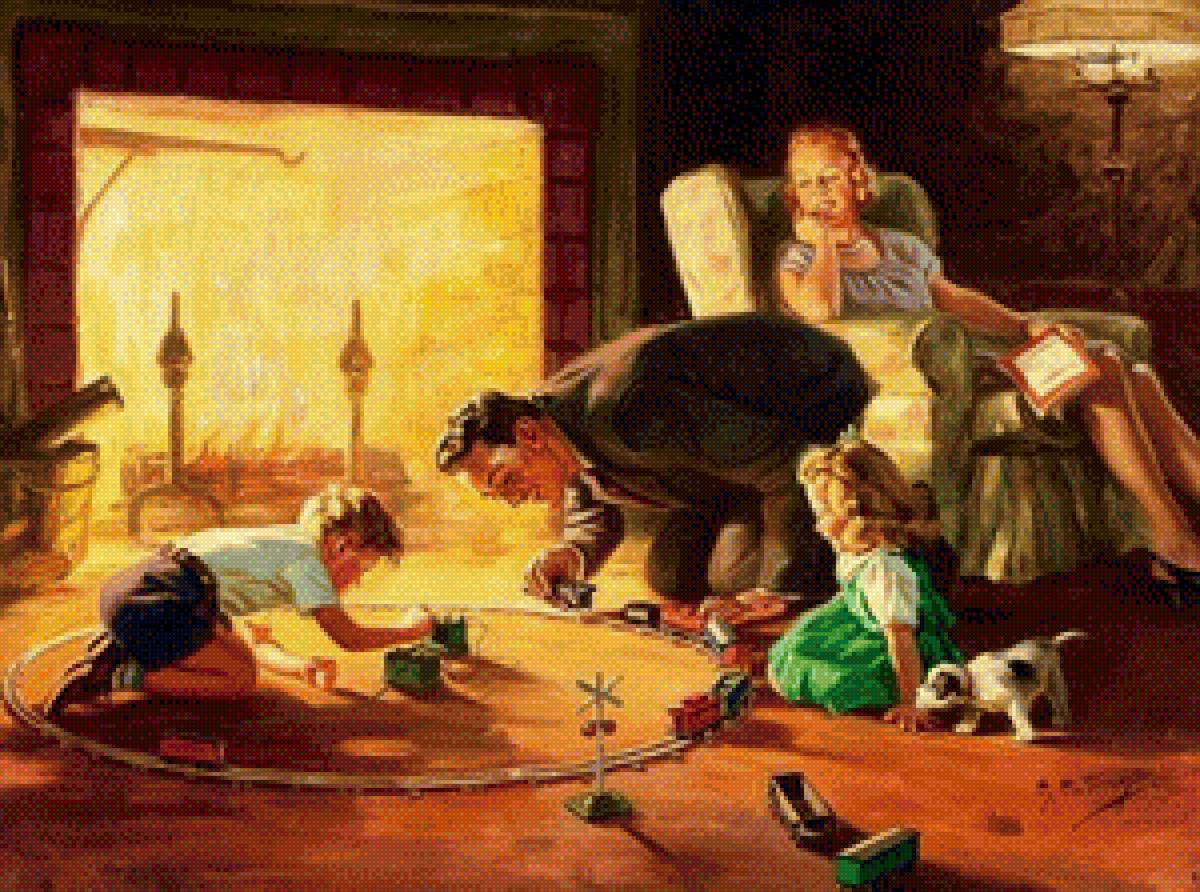 Семья у камина, домашний уют - семья у камина. домашний уют - предпросмотр