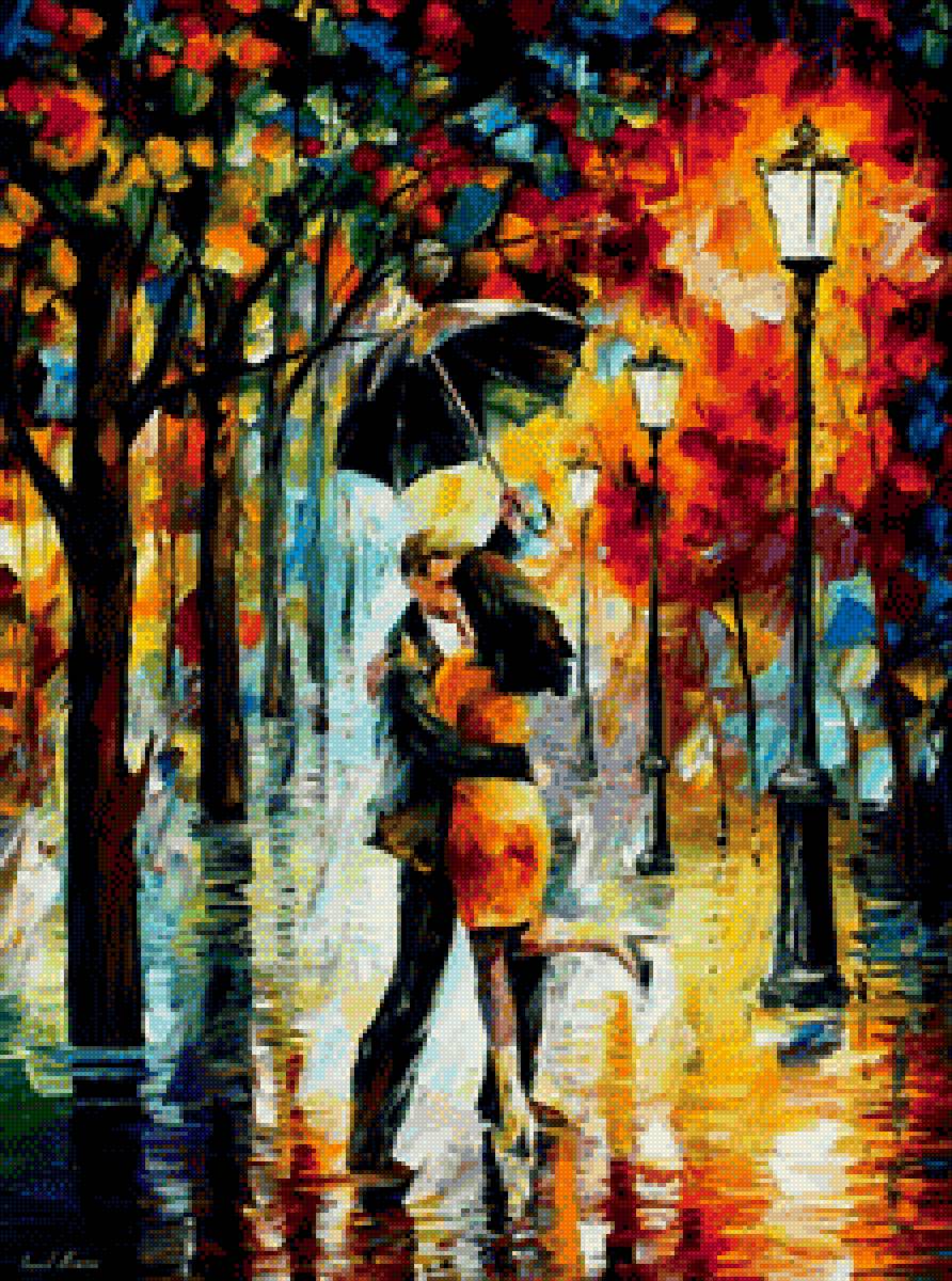 Танец под дождем, нити Гамма, 100 цетов - леонид афремов, зонт, дождь, танец, двое - предпросмотр