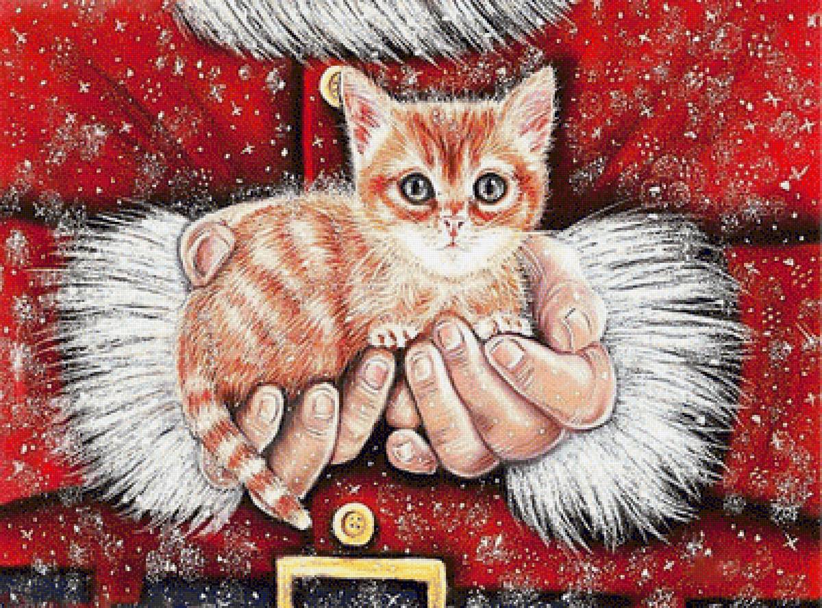 рождественский котик - животные, коты - предпросмотр