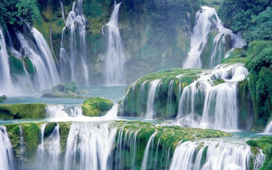 водопад-каскад - природа, пейзаж, водопад - оригинал