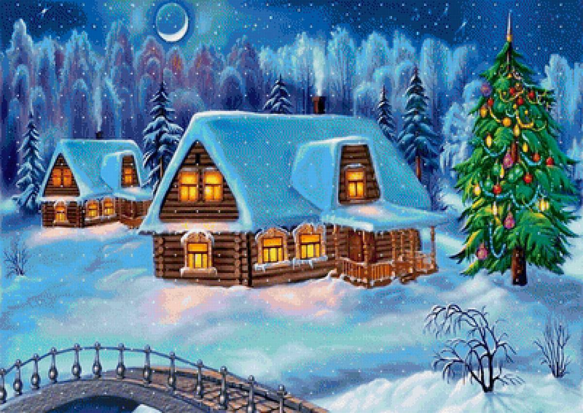 зимняя ночь - зима, пейзаж, природа - предпросмотр