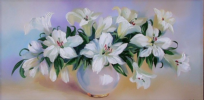 Лилии в вазе - цветы в вазе, лилия, белые цветы - оригинал
