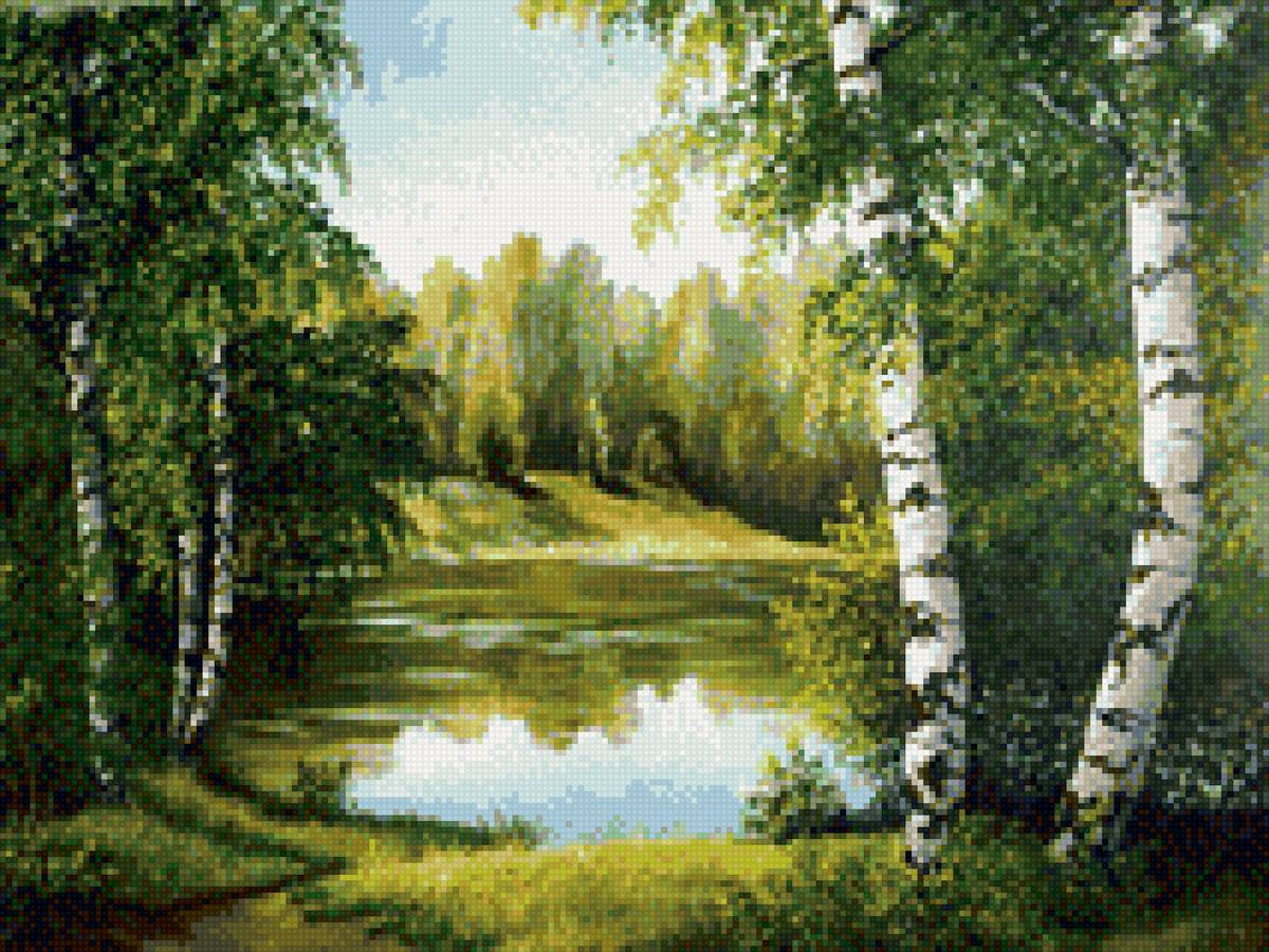 У реки - лес, березы - предпросмотр