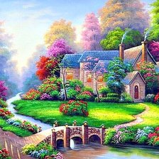 дом с мостиком