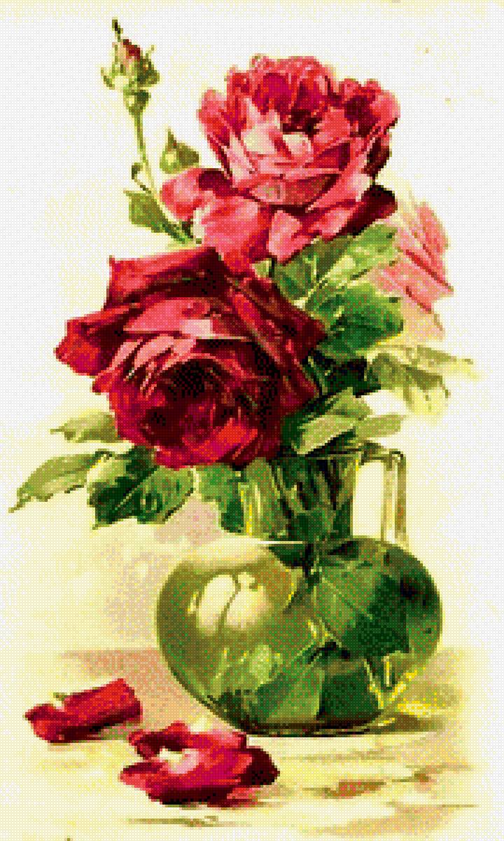 Розы - вышивка крестом - предпросмотр