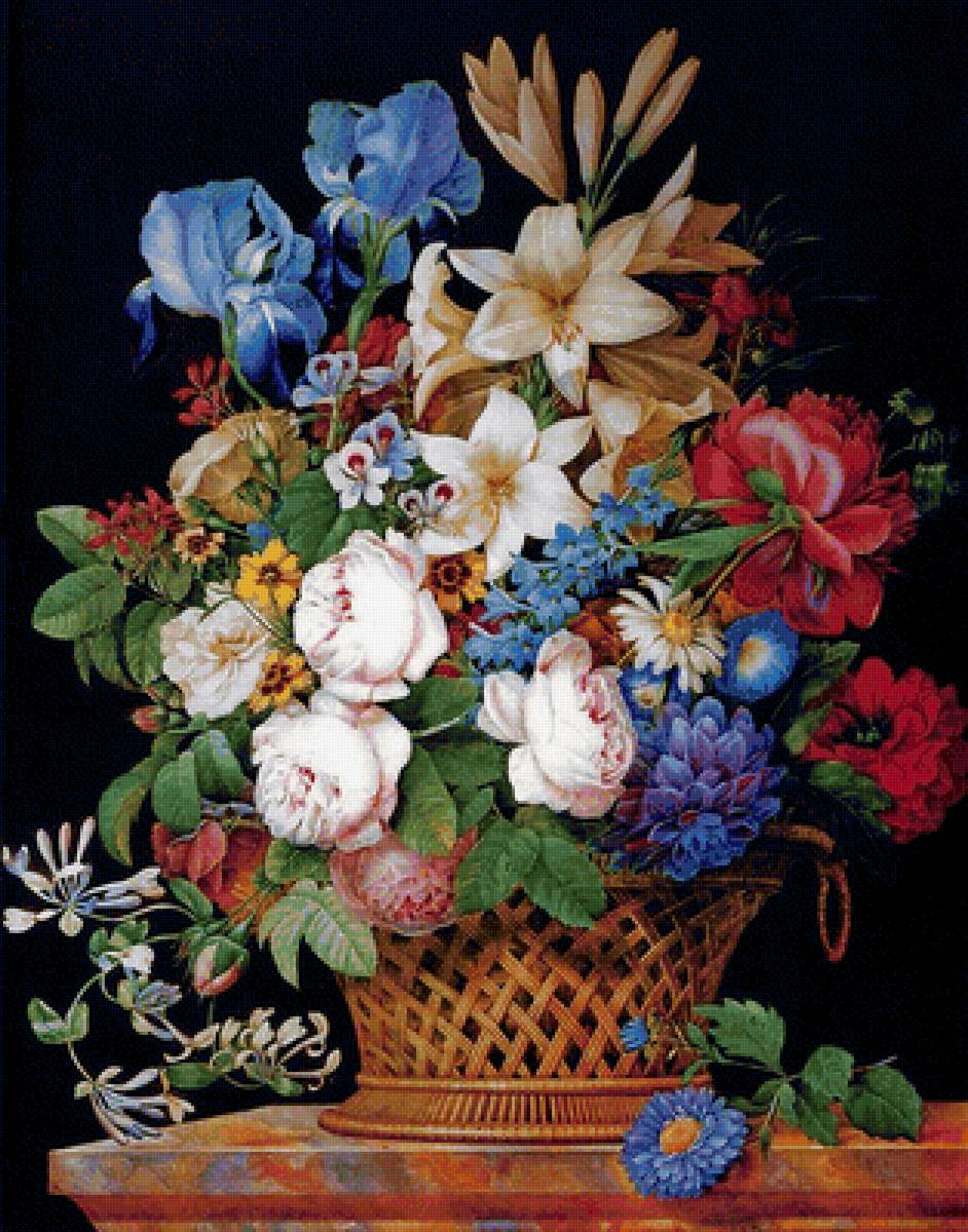 Букет цветов в корзине - цветы в корзине - предпросмотр