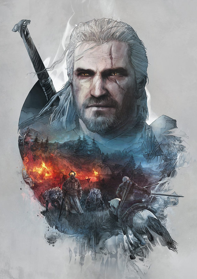 ведьмак скетч - ведьмак, арт - оригинал
