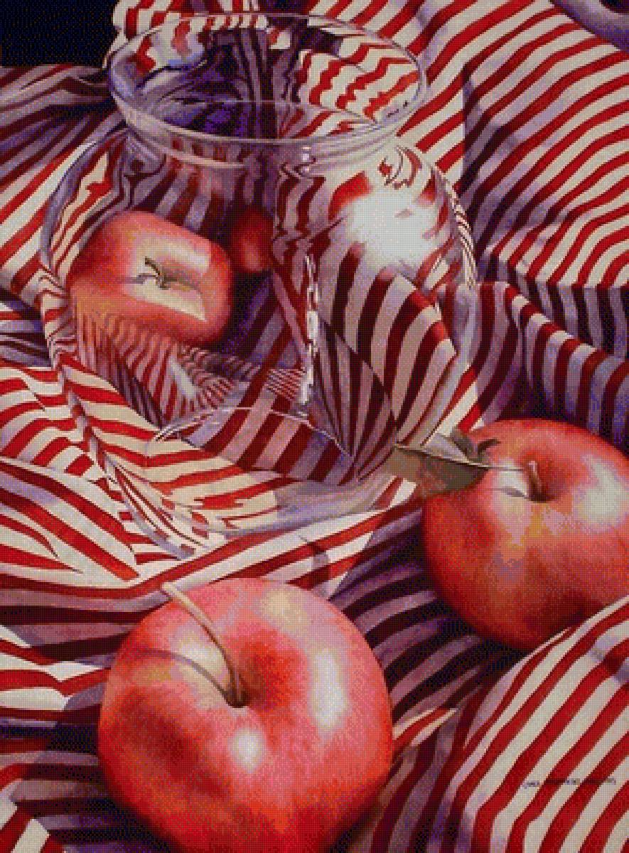 Яблоки, кувшин и полоска - стекло, кувшин, яблоки, лето, натюрморт - предпросмотр