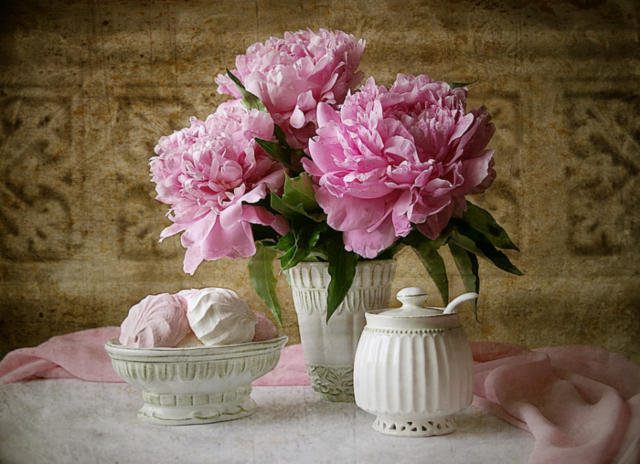 пионы - кухня, пионы, пион, сладости, красота - оригинал