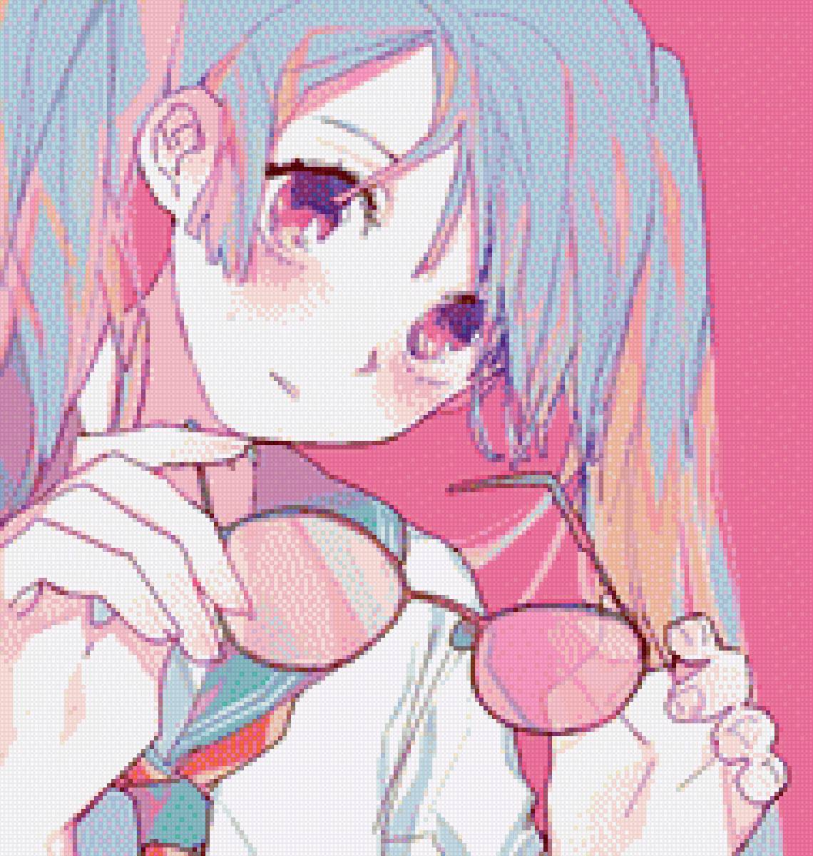 Аниме девушка - аниме розовое девушка - предпросмотр