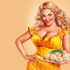 Схема вышивки «девушка с хинкали»