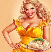 Схема вышивки «девушка с хинкали 1»