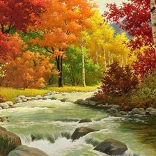 Схема вышивки «Осенняя река»