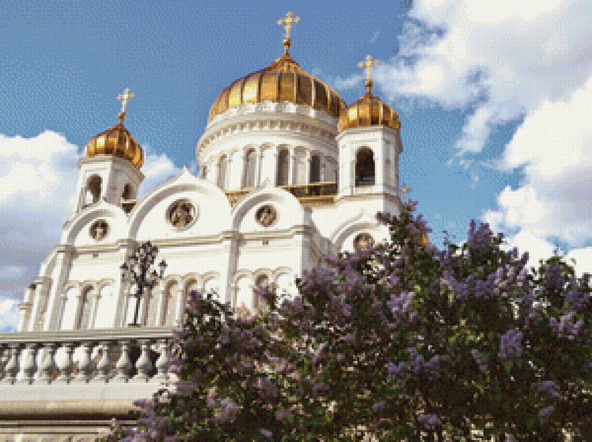 Храм Христа Спасителя - храм, сирень, христа спасителя - предпросмотр