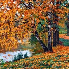 Схема вышивки «Осень. У реки.»