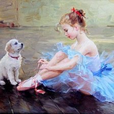 Оригинал схемы вышивки «Балерина и щенок» (№1421478)