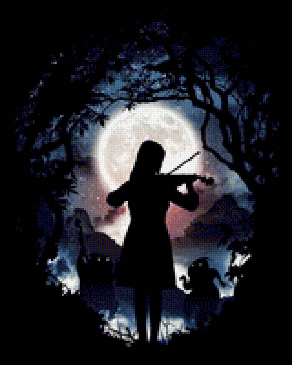 Музыка при луне - музыка, лес, девушка, мистика - предпросмотр