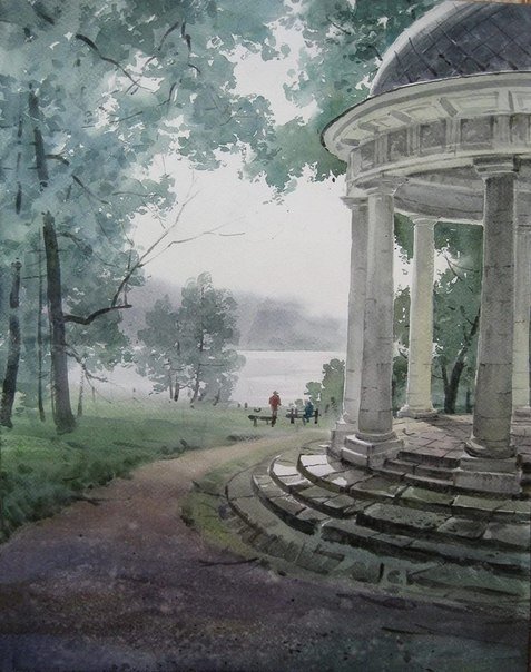 Прогулка тиши - беседка, лес, пейзаж, одиночество - оригинал