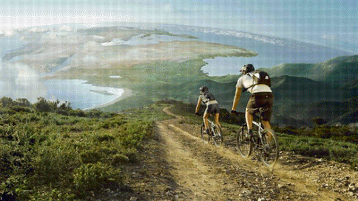 Путешествие - путешествие.приключение, велосипед, карта, планета, люди - предпросмотр