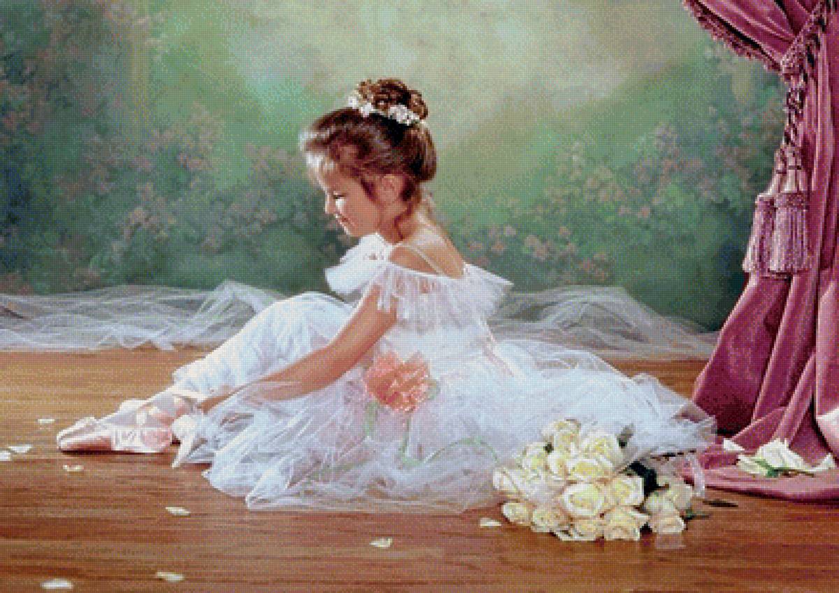 Юная балерина - девочка, цветы розы, балерина - предпросмотр