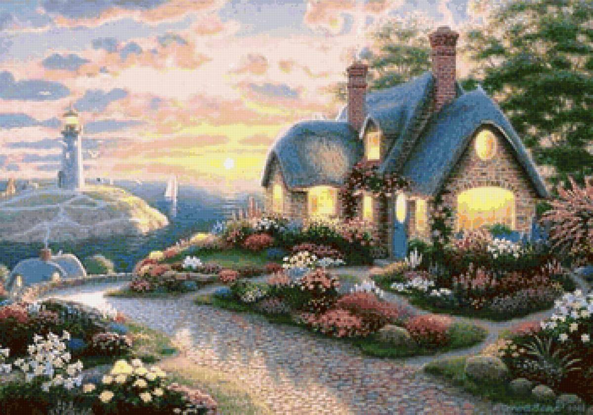 Домик - море, пейзаж, маяк, природа, дом - предпросмотр