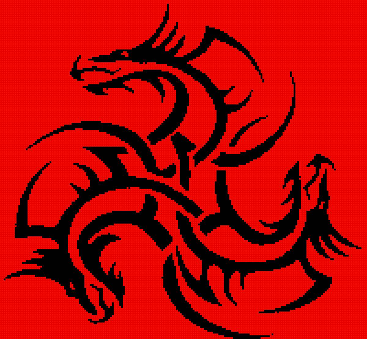 Дракон - дракон, монохром - предпросмотр