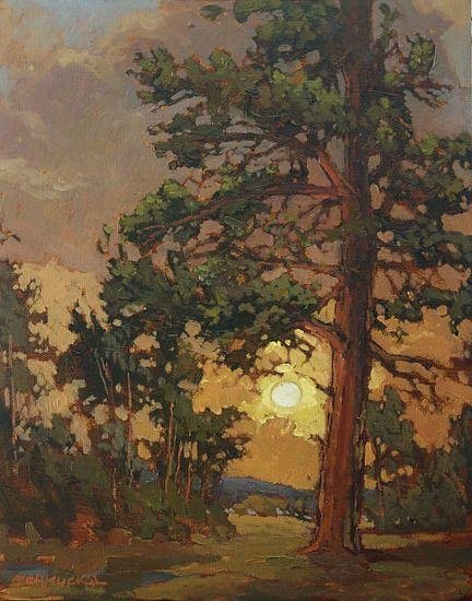 вечернее солнце - 2 (мини) - солнце, вечер, дуб, закат - оригинал