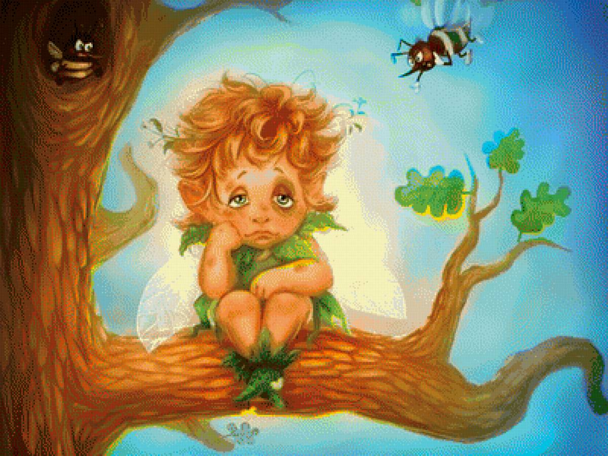 грусть - пчелы, дерево, мальчик - предпросмотр