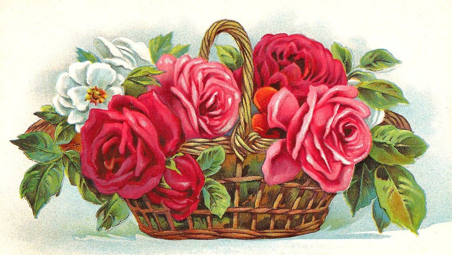 Ккорзина с цветами - вышивка крестом - оригинал
