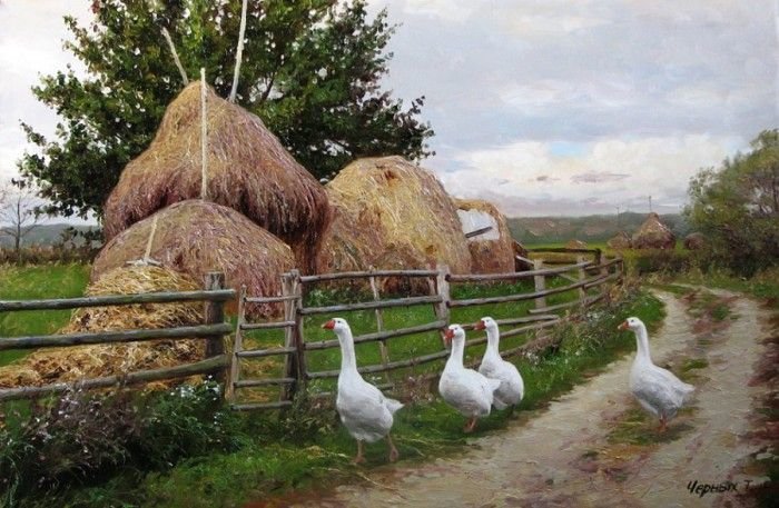 в деревне - пейзаж - оригинал