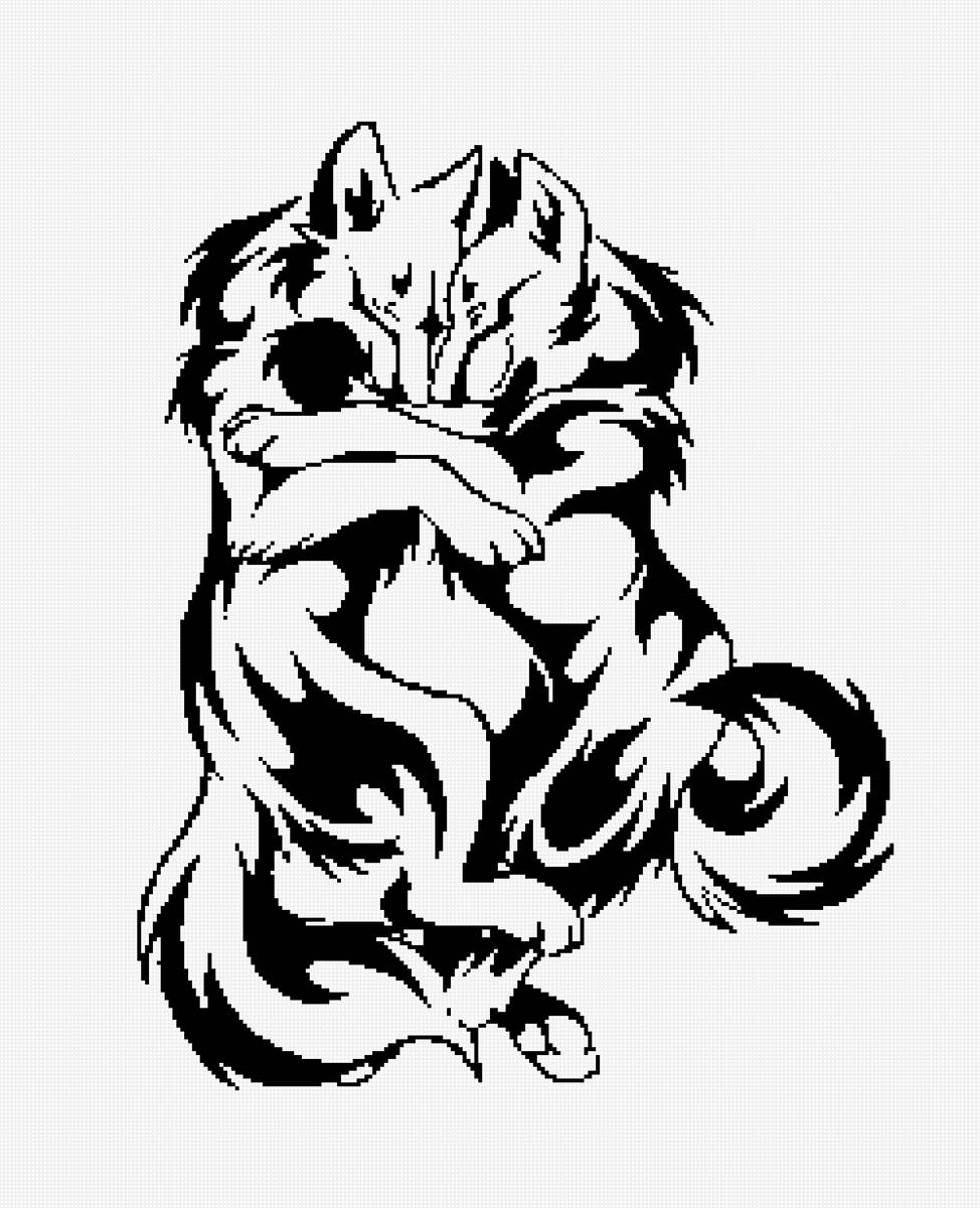 Волчья лююовь - тату, волк, черно-белое - предпросмотр